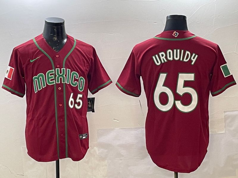 Men 2025 World Cub Mexico #65 Urquidu Red Nike MLB Jersey style 3->ncaa teams->NCAA Jersey